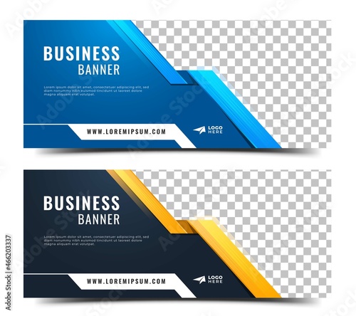 Set of Business banner template design. Editable modern banner cover header template design with place for the photo.