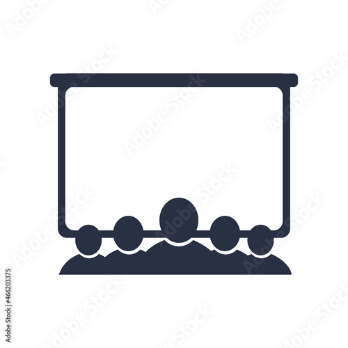 Vector Linear Icon Related to Online Seminar, Virtual Conference, Webinar and Presentation. Sharing Ideas Using Video.