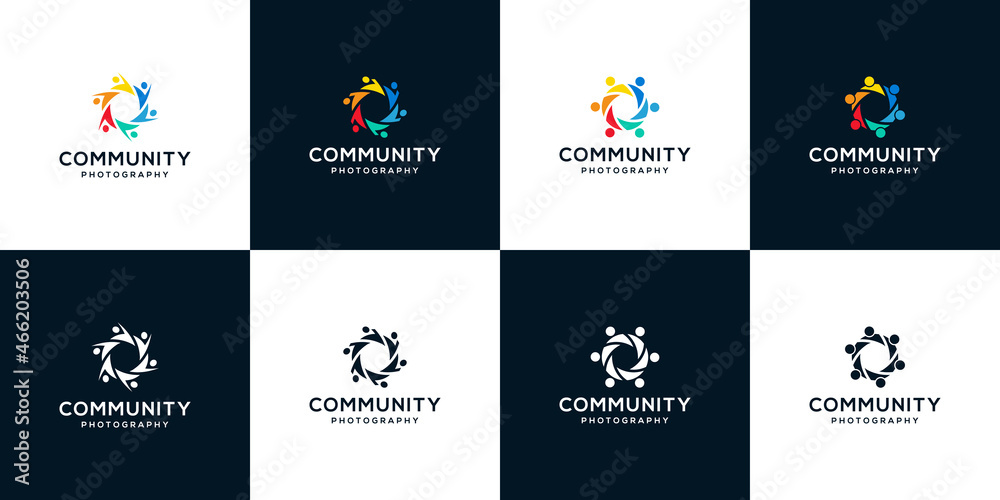 Collection Community Logo Icon Elements Template. Community human Logo template vector. Community health care. Abstract Community logo. Vector Premium