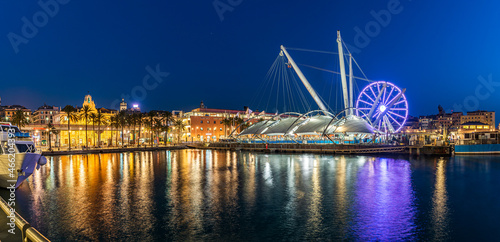 Night view of the Old Harbour of Genoa