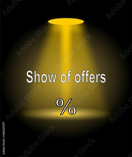 show offers in black yellow and white