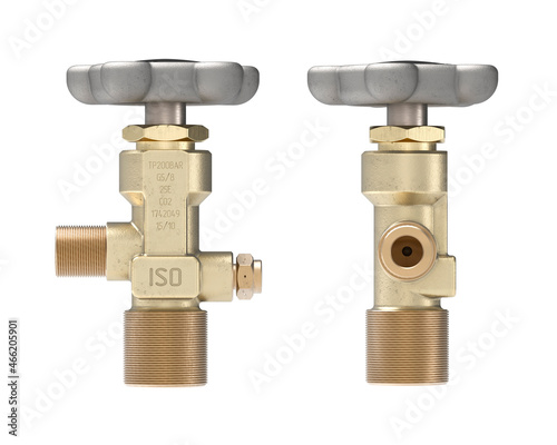 3D rendering cylinder valves for compressed natural gas isolated on white background