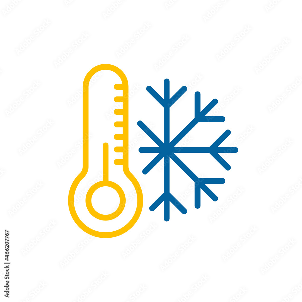 Thermometer and snowflake icon. Thermometer cold Thermometer and snowflake icon. Thermometer cold