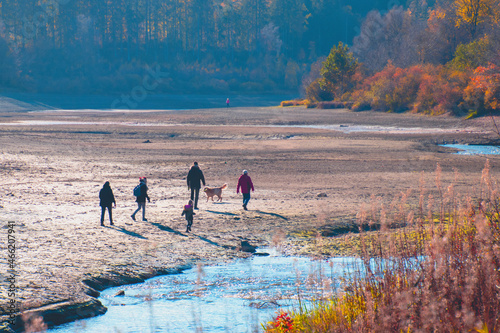 happy family on the river side