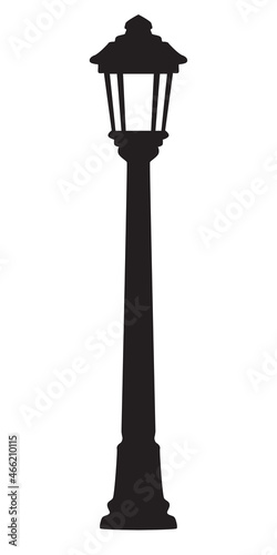Silhouette of an outdoor street lamp on a white background