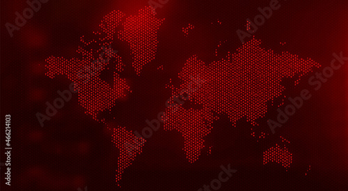 Cyber attack background with map of the world. Hacking concept illustration