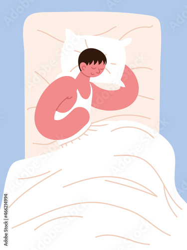 man sleeping on bed