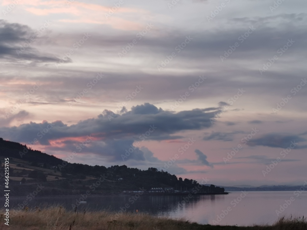 sunset over the lake