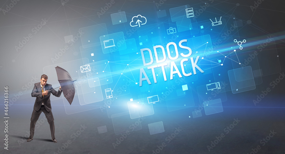 defending with umbrella from cyber attack