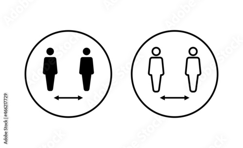 Social distance icons set. social distancing sign and symbol. self quarantine sign