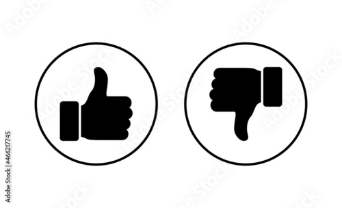 Like and dislike icons set. Thumbs up and thumbs down sign and symbol.