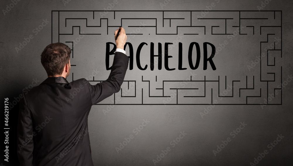 businessman drawing maze concept businessman drawing maze concept
