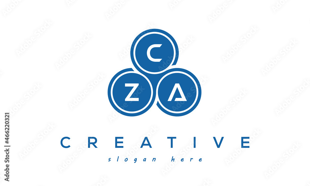 CZA creative circle three letters logo design with blue - obrazy, fototapety, plakaty 