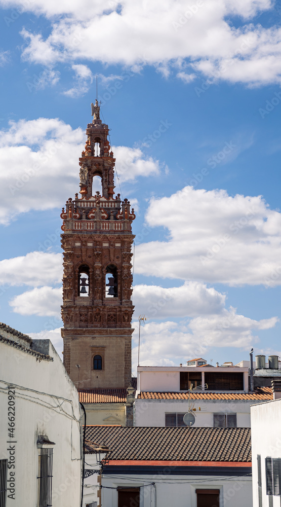 Fototapeta premium Catholic church located in spanish town of Jerez de los Caballeros at Spain