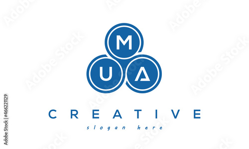 MUA creative circle three letters logo design with blue photo