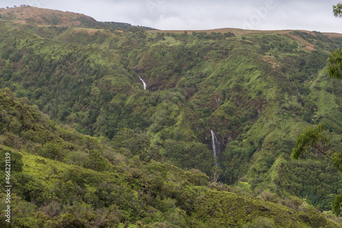 Scenic Makamakaole Falls vista from the Waihee Ridge Trail, Maui, Hawaii photo