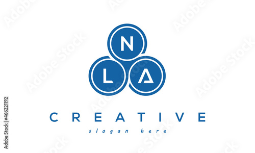 NLA creative circle three letters logo design with blue photo