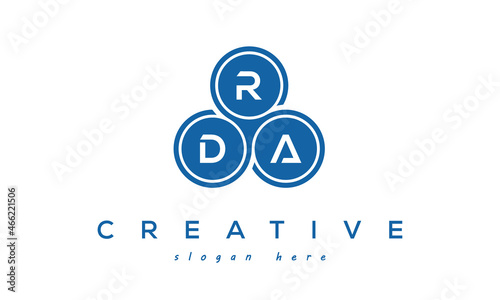 RDA creative circle three letters logo design with blue