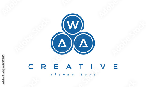 WAA creative circle three letters logo design with blue photo