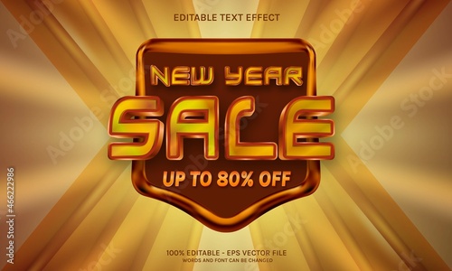 New year sale gold and brown with editable text effect 