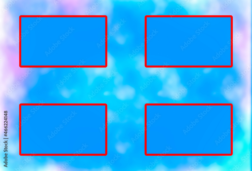 Blue background in a red square frame on a colorful background image. Blue background in a red square frame on a colorful background image.