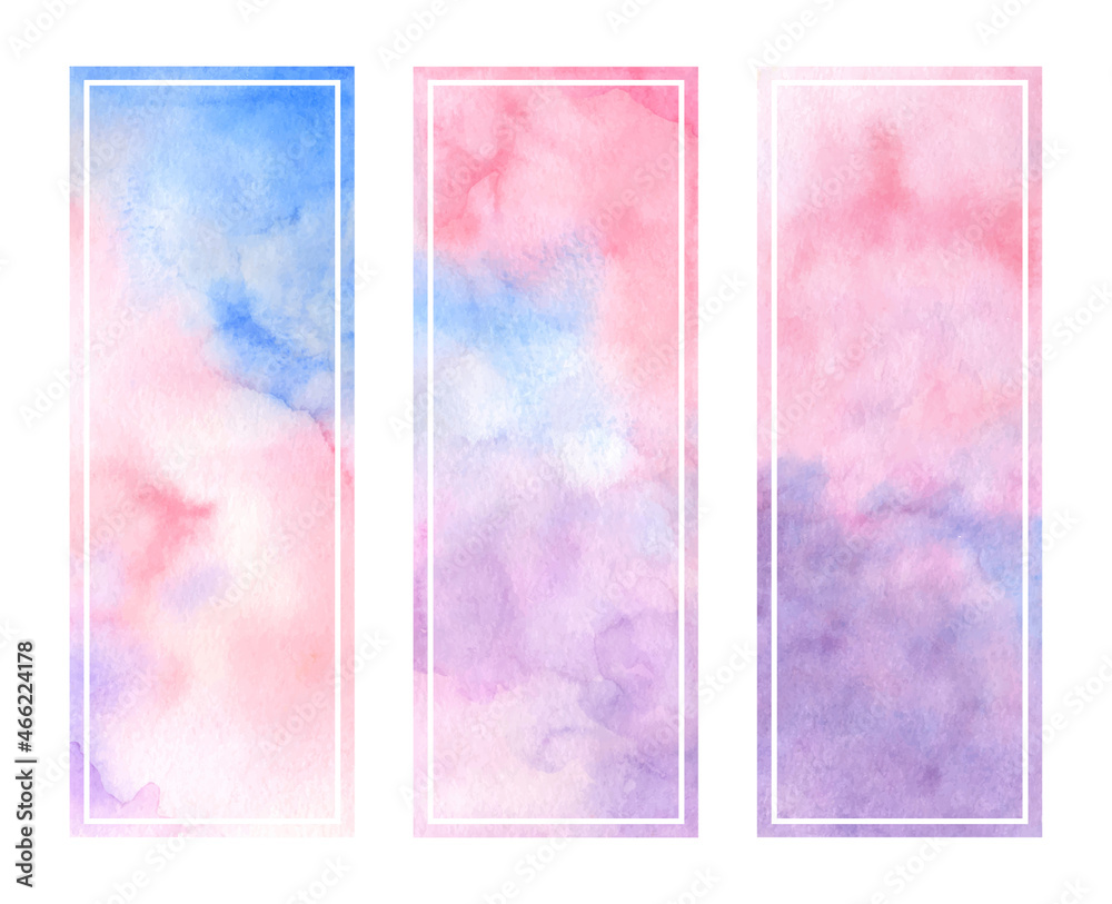 Set colorful abstract texture frame background with watercolor