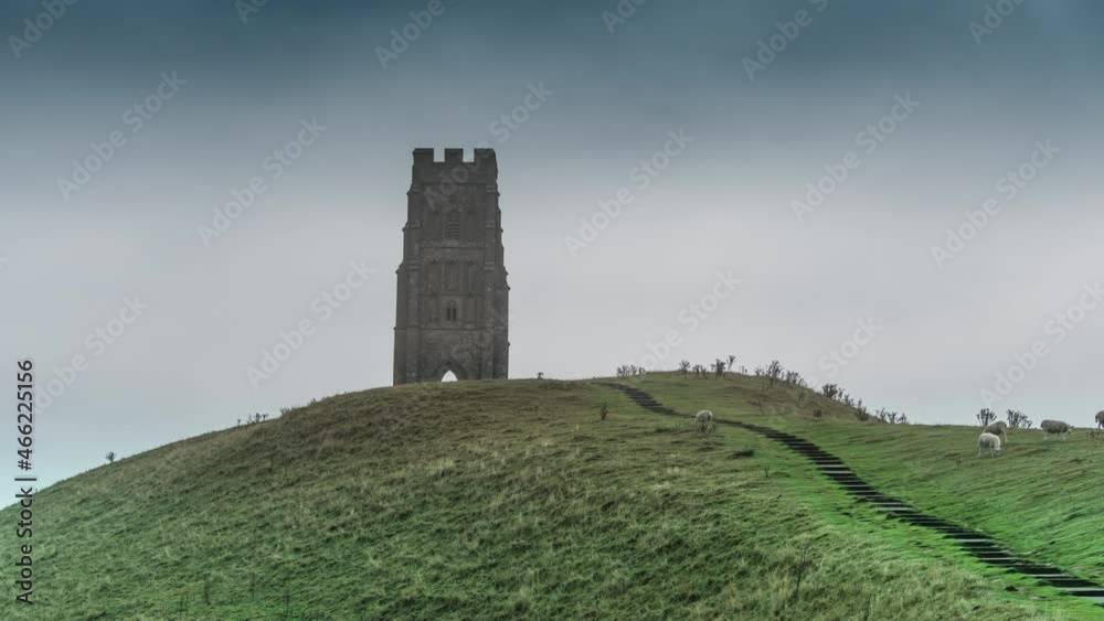 St Michael's Tower on Glastonbury Tor, England Time Lapse St Michael's Tower on Glastonbury Tor, England Time Lapse