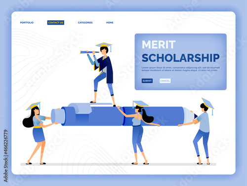 vector illustration of educational programs and scholarship financing for outstanding students. Design can be used for landing page, web, website, mobile apps, poster, flyer, ui ux