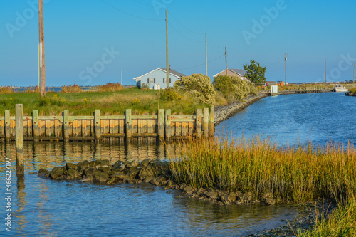 View from Holts Landing State Park of Calhoun Landing. On Indian River Bay in Sussex County, Delaware