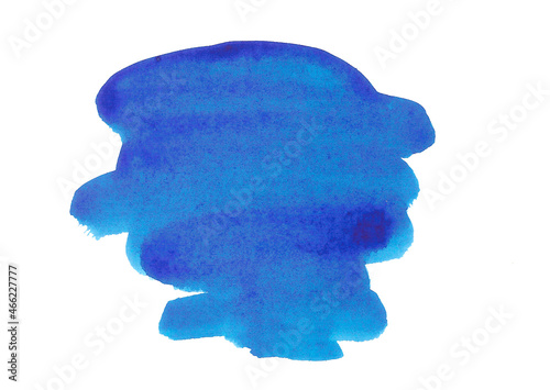 Blue watercolor brush stroke abstract shape for decoration. Suitable for the design of icons and avatars, covers, posts in social networks, for packaging, typography, websites.