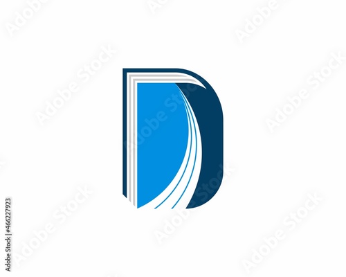 D Letter and growth up curve with book shape illustration