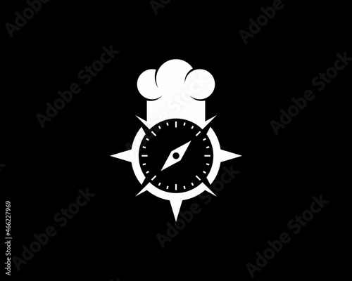 Compass with chef hat in the middle