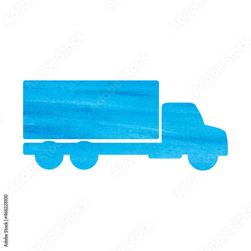 Truck silhouette. Illustration of a blue truck. Suitable for use as an icon, for infographics, in paths and catalogs, on websites. 