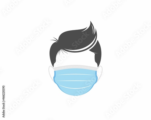 Man's head using a mask illustration