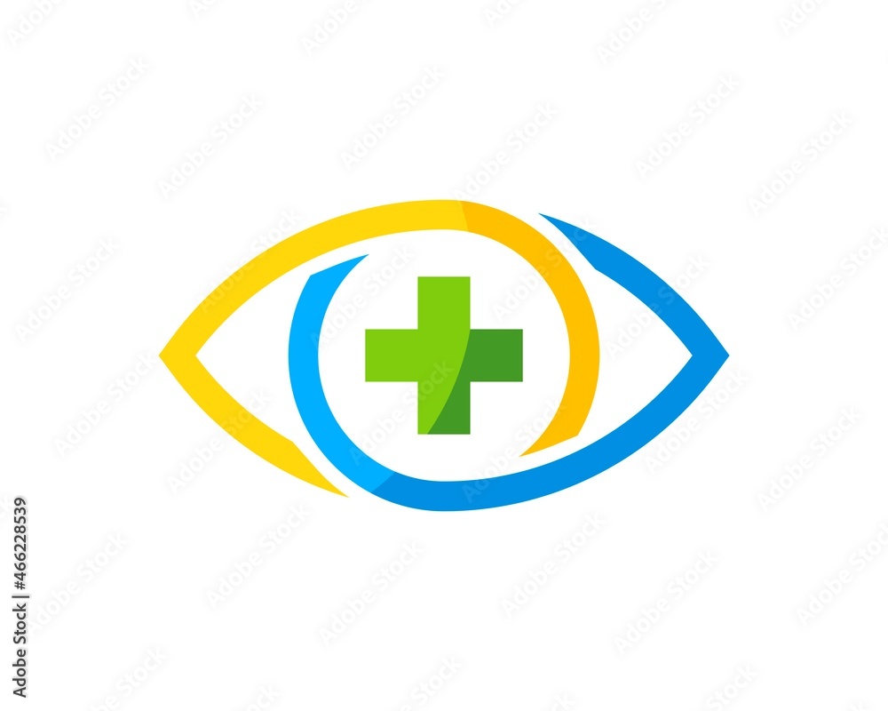 Abstract eye with healthy cross symbol inside Abstract eye with healthy cross symbol inside