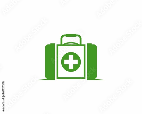 Medical kit in green color illustration
