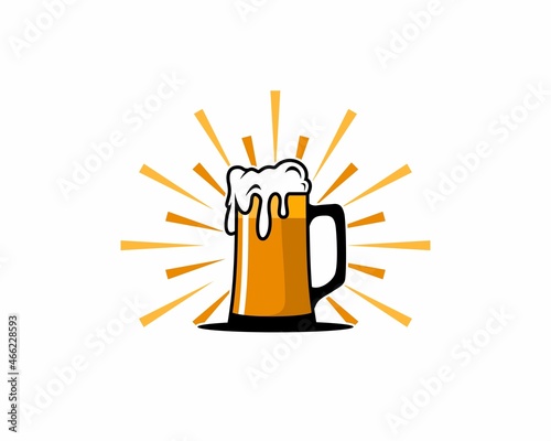 Beer glass with yellow ray behind