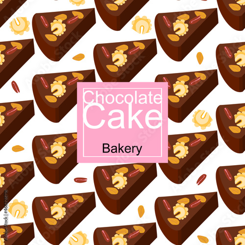 chocolate cake set of labels for food web vector illustration