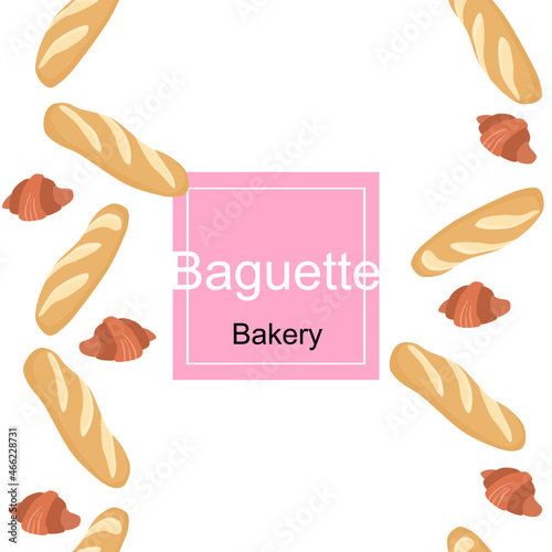 baguette breads set of food label vector illustration