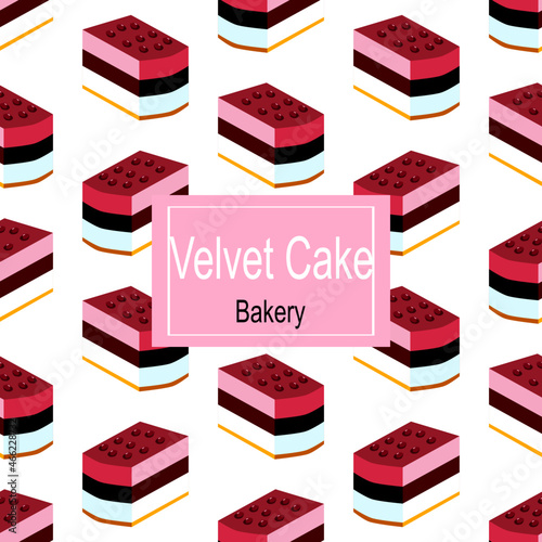 velvet piece of cake food vector pattern illustration
