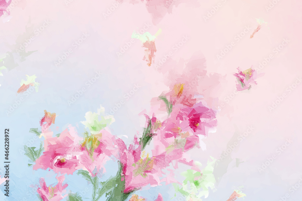 Beautiful abstract oil painting flower bouquet illustration