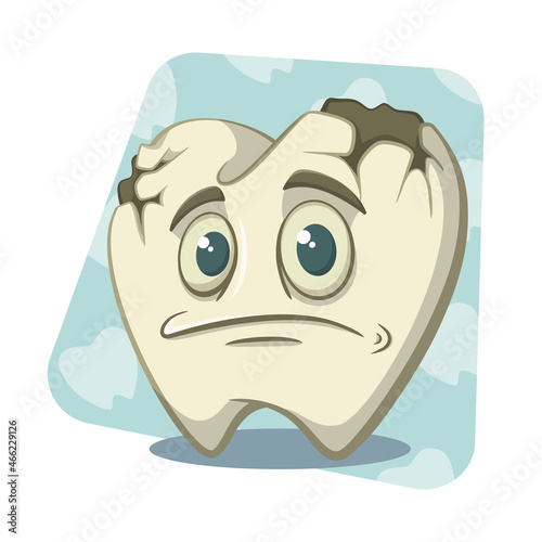 cartoon damaged tooth character