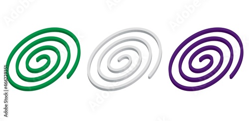 Set of mosquito repellent with three color variants, green, white and purple. very suitable for icon, symbol, company, business, etc