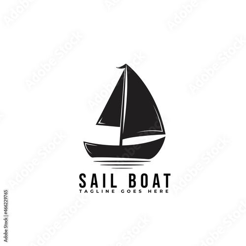 PrintSimple Sailboat dhow ship line art logo design 