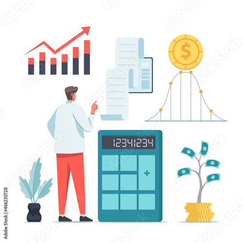 business people calculating with graph