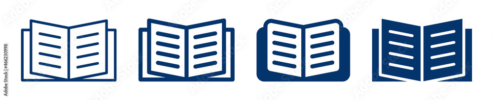 Opened book icon set. Book icon symbol Opened book icon set. Book icon symbol