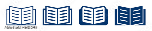 Opened book icon set. Book icon symbol