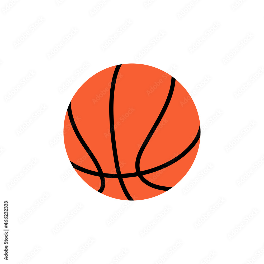 Basketball. Basketball icon. Flat image on a white background. Isolated raster illustration.