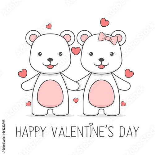 cute polar bear boy and girl valentines day