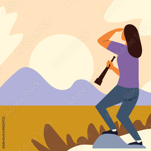 woman looking far away